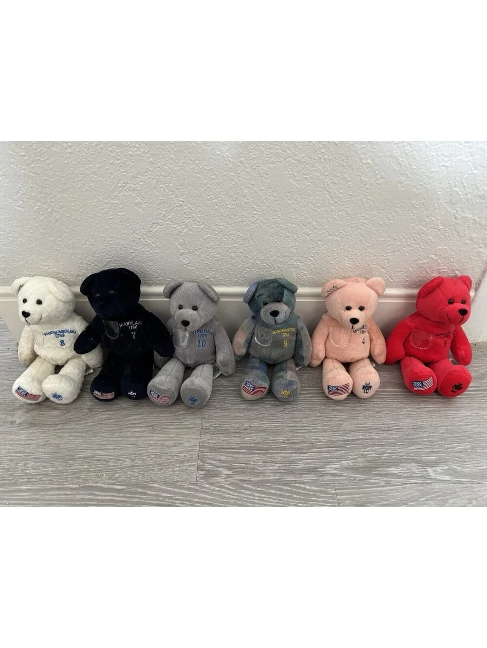 Lot Of 6 Timeless Toys 1999 State Quarter Bears